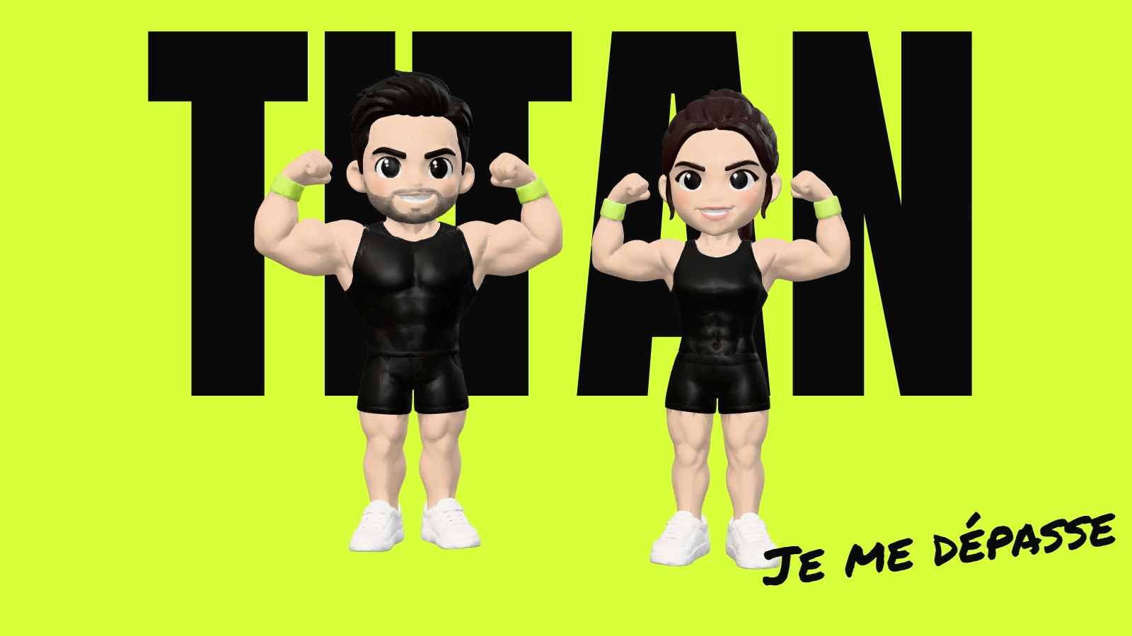 FORGE : deux figurines en double biceps devant le mot TITAN